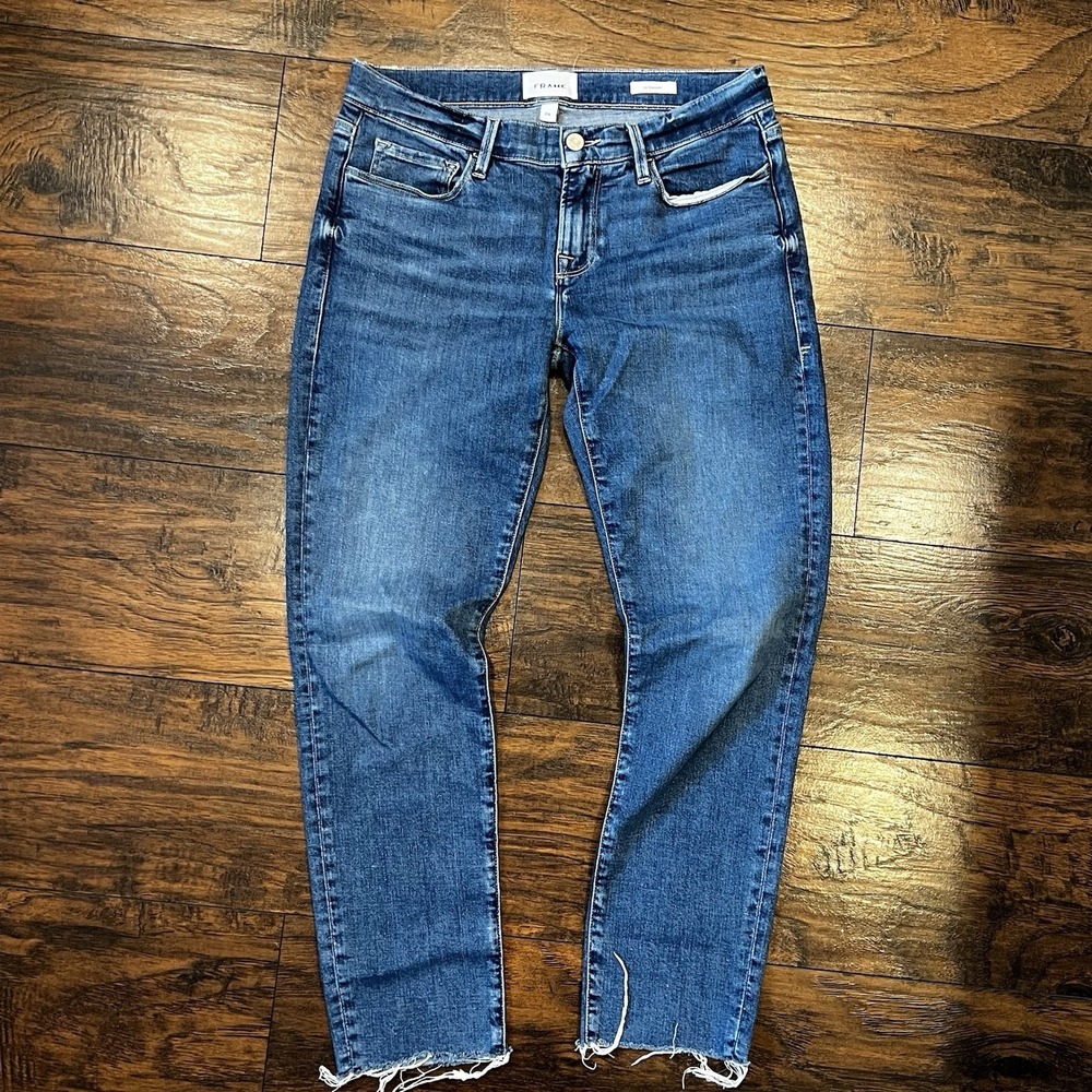 Frame Le Garçon Jeans, Mid-Rise, Distressed Hem,‎ Women's Size 26